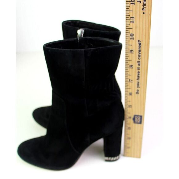 Michael Michael Kors BLACK REAL LEATHER SUEDE HIGH HEEL ROUND TOE ANKLE BOOTS 7M - Picture 8 of 16